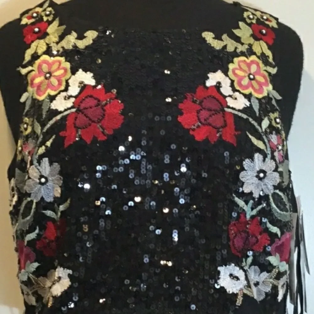 2 pieces floral Embroidered top sequin mermaid - Picture 2 of 7
